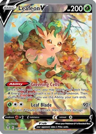 SWSH07 Evolving Skies 167/203 Leafeon V (Alternate Full Art) - Holofoil - Ultra Rare