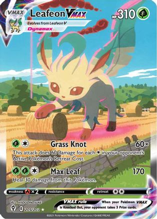SWSH07 Evolving Skies 205/203 Leafeon VMAX (Alternate Art Secret) - Holofoil - Secret Rare