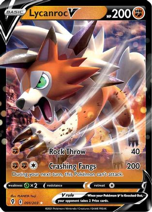 SWSH07 Evolving Skies 091/203 Lycanroc V - Holofoil - Ultra Rare