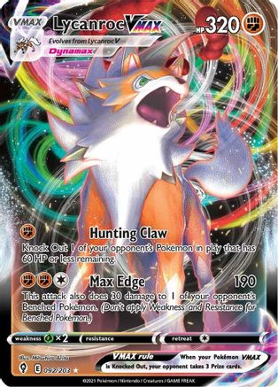 SWSH07 Evolving Skies 092/203 Lycanroc VMAX - Holofoil - Ultra Rare