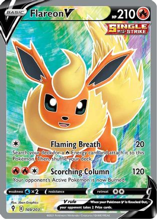 SWSH07 Evolving Skies 169/203 Flareon V (Full Art) - Holofoil - Ultra Rare
