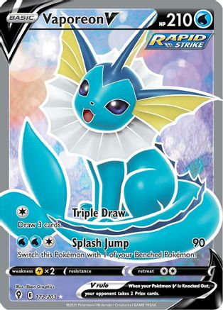 SWSH07 Evolving Skies 172/203 Vaporeon V (Full Art) - Holofoil - Ultra Rare