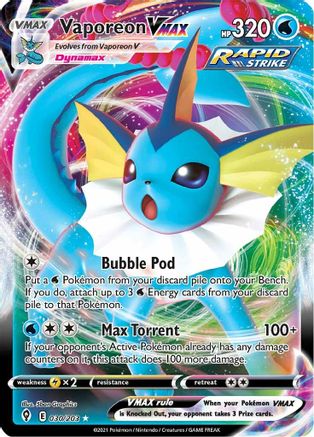SWSH07 Evolving Skies 030/203 Vaporeon VMAX - Holofoil - Ultra Rare