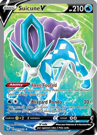 SWSH07 Evolving Skies 173/203 Suicune V (Full Art) - Holofoil - Ultra Rare