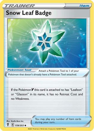 SWSH07 Evolving Skies 159/203 Snow Leaf Badge - Reverse Holofoil - Uncommon