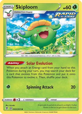 SWSH07 Evolving Skies 003/203 Skiploom - Reverse Holofoil - Uncommon