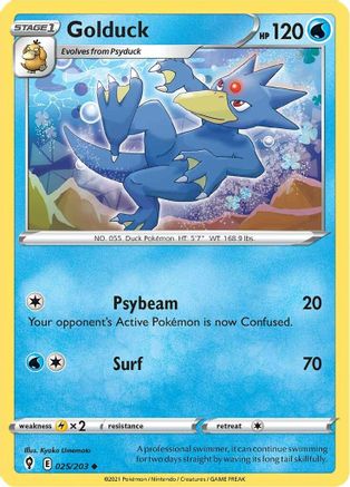 SWSH07 Evolving Skies 025/203 Golduck - Reverse Holofoil - Uncommon