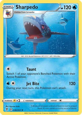 SWSH07 Evolving Skies 036/203 Sharpedo - Rare
