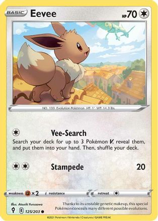 SWSH07 Evolving Skies 125/203 Eevee - Reverse Holofoil - Common