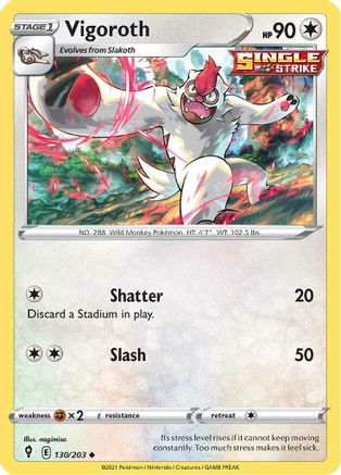 SWSH07 Evolving Skies 130/203 Vigoroth - Reverse Holofoil - Uncommon