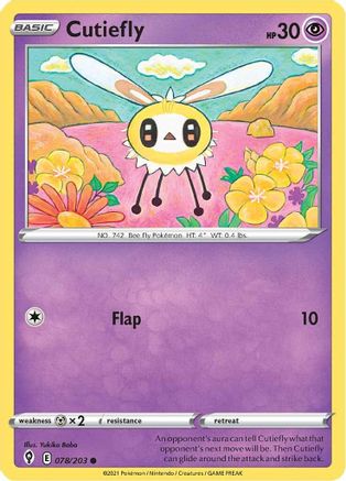 SWSH07 Evolving Skies 078/203 Cutiefly - Reverse Holofoil - Common
