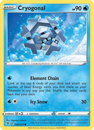 SWSH07 Evolving Skies 043/203 Cryogonal - Common