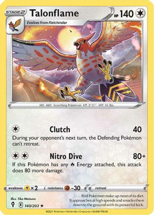 SWSH07 Evolving Skies 140/203 Talonflame - Reverse Holofoil - Rare
