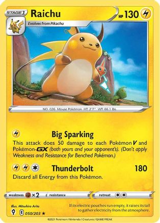 SWSH07 Evolving Skies 050/203 Raichu - Holofoil - Holo Rare