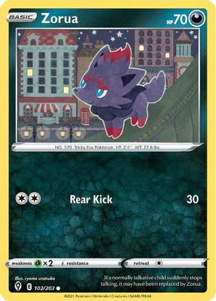 SWSH07 Evolving Skies 102/203 Zorua - Reverse Holofoil - Common