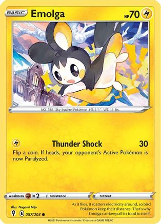 SWSH07 Evolving Skies 057/203 Emolga - Reverse Holofoil - Common