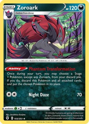 SWSH07 Evolving Skies 103/203 Zoroark - Holofoil - Holo Rare