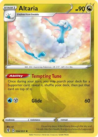 SWSH07 Evolving Skies 106/203 Altaria - Reverse Holofoil - Rare