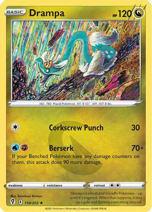 SWSH07 Evolving Skies 119/203 Drampa - Reverse Holofoil - Rare