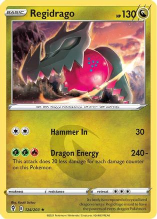 SWSH07 Evolving Skies 124/203 Regidrago - Reverse Holofoil - Holo Rare