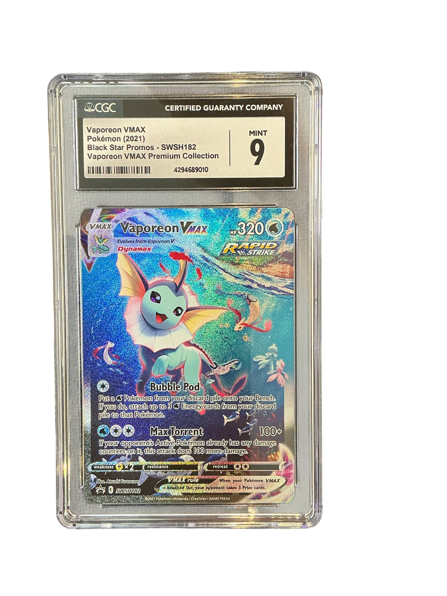 SWSH Sword & Shield Promo Cards SWSH182 CGC Grade9 #4294689010 Vaporeon VMAX - Holofoil - Promo