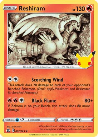 Celebrations 002/025 Reshiram - Holofoil - Holo Rare