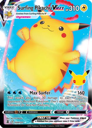 Celebrations 009/025 Surfing Pikachu VMAX - Holofoil - Ultra Rare