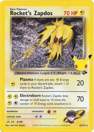Celebrations Classic Collection 015/132 Rocket's Zapdos - Holofoil - Classic Collection