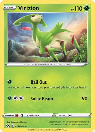 SWSH08 Fusion Strike 015/264 Virizion - Reverse Holofoil - Rare