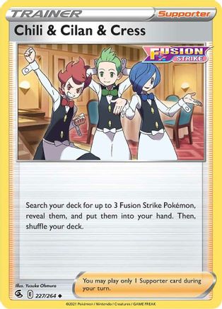 SWSH08 Fusion Strike 227/264 Chili & Cilan & Cress - Reverse Holofoil - Uncommon