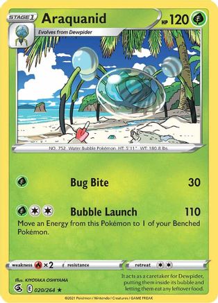 SWSH08 Fusion Strike 020/264 Araquanid - Reverse Holofoil - Rare