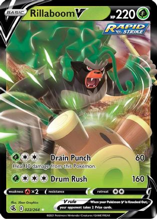 SWSH08 Fusion Strike 022/264 Rillaboom V - Holofoil - Ultra Rare