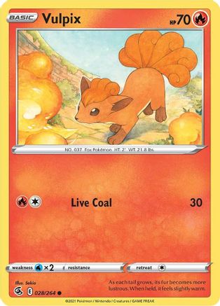 SWSH08 Fusion Strike 028/264 Vulpix (28) - Reverse Holofoil - Common
