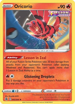 SWSH08 Fusion Strike 042/264 Oricorio - Rare