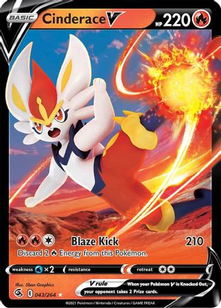 SWSH08 Fusion Strike 043/264 Cinderace V (43) - Holofoil - Ultra Rare