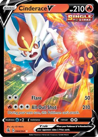 SWSH08 Fusion Strike 044/264 Cinderace V (44) - Holofoil - Ultra Rare