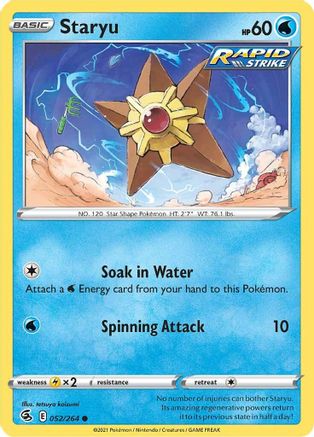 SWSH08 Fusion Strike 052/264 Staryu - Reverse Holofoil - Common