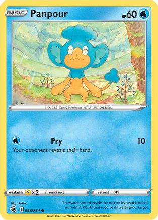 SWSH08 Fusion Strike 068/264 Panpour - Reverse Holofoil - Common