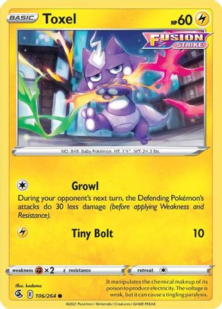 SWSH08 Fusion Strike 106/264 Toxel (106) - Reverse Holofoil - Common