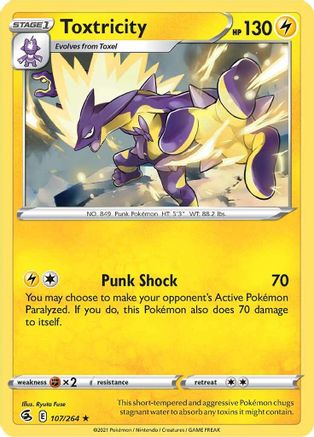SWSH08 Fusion Strike 107/264 Toxtricity (107) - Reverse Holofoil - Holo Rare