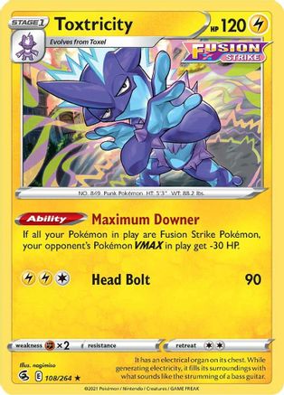 SWSH08 Fusion Strike 108/264 Toxtricity (108) - Reverse Holofoil - Holo Rare