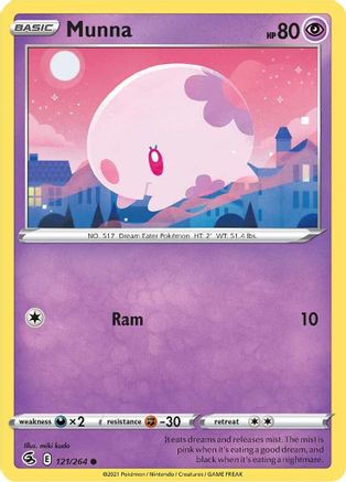 SWSH08 Fusion Strike 121/264 Munna - Reverse Holofoil - Common