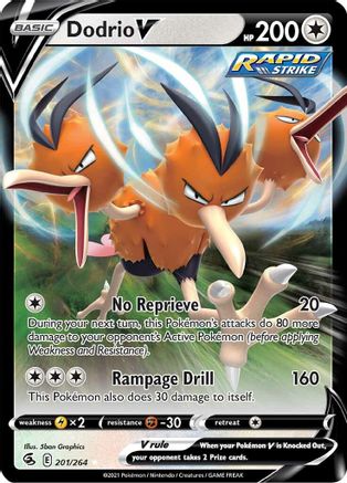 SWSH08 Fusion Strike 201/264 Dodrio V - Holofoil - Ultra Rare
