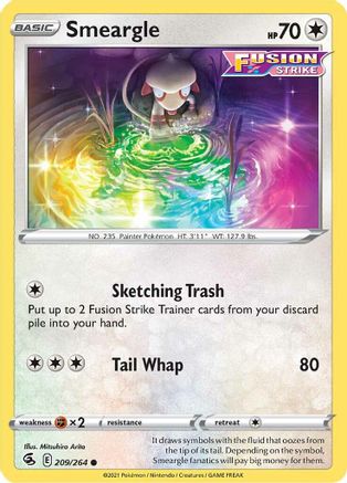 SWSH08 Fusion Strike 209/264 Smeargle - Reverse Holofoil - Common