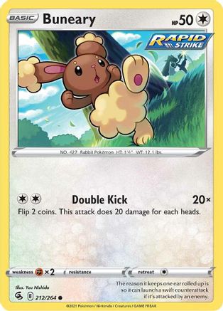SWSH08 Fusion Strike 212/264 Buneary - Reverse Holofoil - Common