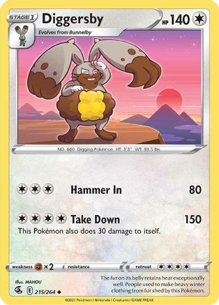 SWSH08 Fusion Strike 215/264 Diggersby - Reverse Holofoil - Uncommon