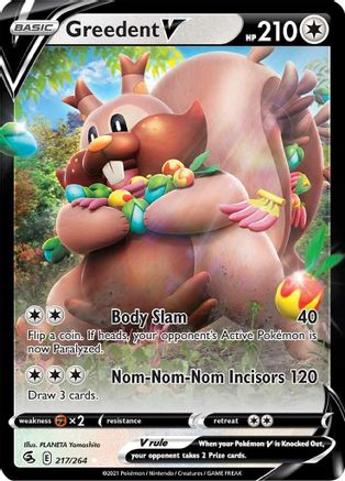 SWSH08 Fusion Strike 217/264 Greedent V - Holofoil - Ultra Rare