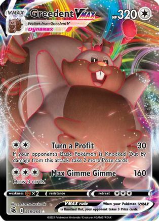 SWSH08 Fusion Strike 218/264 Greedent VMAX - Holofoil - Ultra Rare
