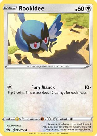 SWSH08 Fusion Strike 219/264 Rookidee - Reverse Holofoil - Common