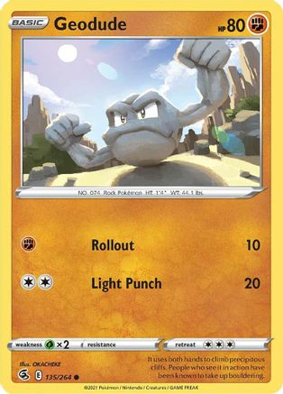 SWSH08 Fusion Strike 135/264 Geodude - Reverse Holofoil - Common